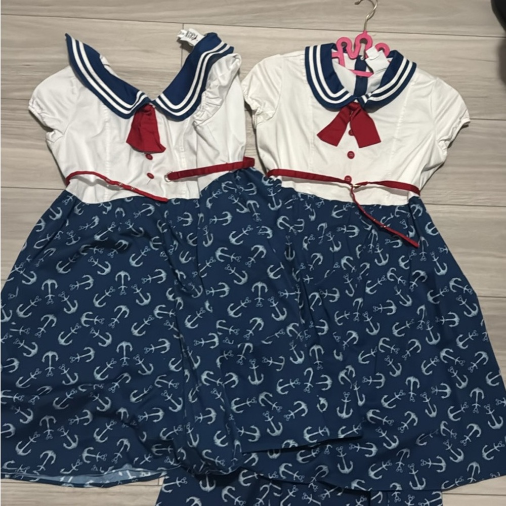 Nautical Blue and White Sailor Dress
Set of 3, 2 daughters (10-14) Mom: M